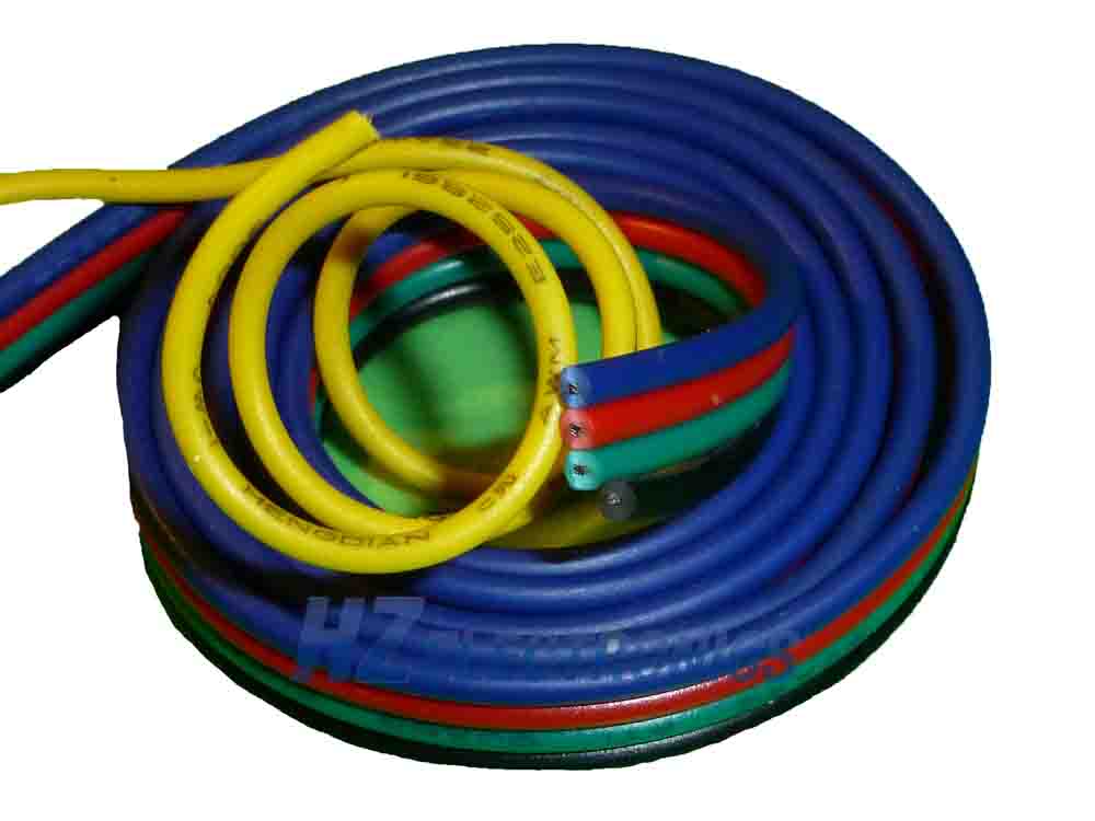 4291: RGB+W Steuerleitung 4-polig (rot,grün,blau) + 1-polig (gelb) AWG22 hochflexibel